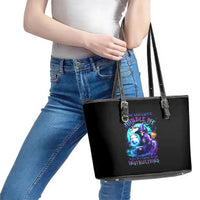 Witch Skull Leather Tote Bag You Couldn't Handle Me Even With Intrustions - Wonder Print Shop