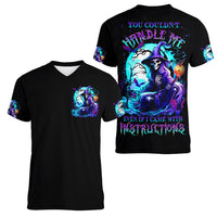 Witch Skull Women V Neck T Shirt You Couldn't Handle Me Even With Intrustions - Wonder Print Shop