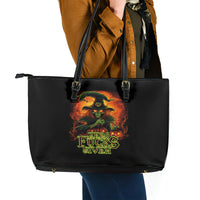 Witch Skull Leather Tote Bag Zero Fucking Given - Wonder Print Shop