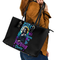 Witch Skull Leather Tote Bag Bitch I'm Not A Princess I'm The Fucking Queen - Wonder Print Shop