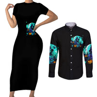 Witch Skull Couples Matching Short Sleeve Bodycon Dress and Long Sleeve Button Shirts Come With Us And You Will See Our Halloween - Wonder Print Shop