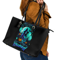 Witch Skull Leather Tote Bag Come With Us And You Will See Our Halloween - Wonder Print Shop