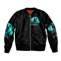 Witch Skull Sleeve Zip Bomber Jacket Come With Us And You Will See Our Halloween - Wonder Print Shop