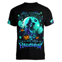 Witch Skull Women V Neck T Shirt Come With Us And You Will See Our Halloween - Wonder Print Shop