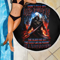 Warrior Skull Beach Blanket Don't Pss Off Old People - Wonder Print Shop
