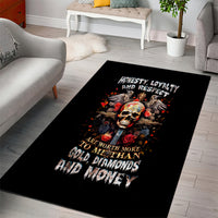Cross Skull Area Rug Honesty Loyalty And Respect Worth More Than Gold, Diamond - Wonder Print Shop
