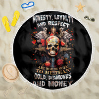 Cross Skull Beach Blanket Honesty Loyalty And Respect Worth More Than Gold, Diamond - Wonder Print Shop