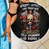 Cross Skull Beach Blanket Honesty Loyalty And Respect Worth More Than Gold, Diamond - Wonder Print Shop