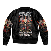 Cross Skull Bomber Jacket Honesty Loyalty And Respect Worth More Than Gold, Diamond - Wonder Print Shop