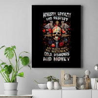 Cross Skull Canvas Wall Art Honesty Loyalty And Respect Worth More Than Gold, Diamond - Wonder Print Shop