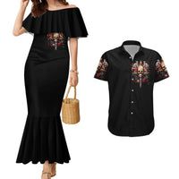 Cross Skull Couples Matching Mermaid Dress and Hawaiian Shirt Honesty Loyalty And Respect Worth More Than Gold, Diamond - Wonder Print Shop