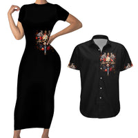 Cross Skull Couples Matching Short Sleeve Bodycon Dress and Hawaiian Shirt Honesty Loyalty And Respect Worth More Than Gold, Diamond - Wonder Print Shop