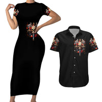 Cross Skull Couples Matching Short Sleeve Bodycon Dress and Hawaiian Shirt Honesty Loyalty And Respect Worth More Than Gold, Diamond - Wonder Print Shop
