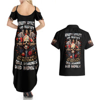 Cross Skull Couples Matching Summer Maxi Dress and Hawaiian Shirt Honesty Loyalty And Respect Worth More Than Gold, Diamond - Wonder Print Shop