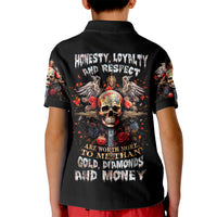 Cross Skull Kid Polo Shirt Honesty Loyalty And Respect Worth More Than Gold, Diamond - Wonder Print Shop