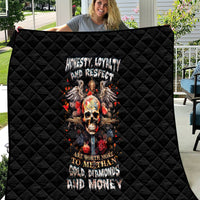 Cross Skull Quilt Honesty Loyalty And Respect Worth More Than Gold, Diamond - Wonder Print Shop