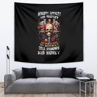 Cross Skull Tapestry Honesty Loyalty And Respect Worth More Than Gold, Diamond - Wonder Print Shop