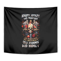 Cross Skull Tapestry Honesty Loyalty And Respect Worth More Than Gold, Diamond - Wonder Print Shop