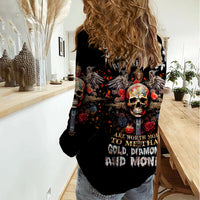 Cross Skull Women Casual Shirt Honesty Loyalty And Respect Worth More Than Gold, Diamond - Wonder Print Shop
