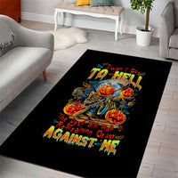 Pumpkin Skull Area Rug I Wan't Go To Hell The Devil Still Restraining Against Me - Wonder Print Shop