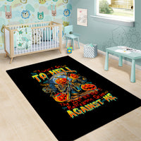 Pumpkin Skull Area Rug I Wan't Go To Hell The Devil Still Restraining Against Me - Wonder Print Shop