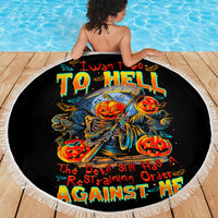 Pumpkin Skull Beach Blanket I Wan't Go To Hell The Devil Still Restraining Against Me - Wonder Print Shop
