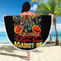 Pumpkin Skull Beach Blanket I Wan't Go To Hell The Devil Still Restraining Against Me - Wonder Print Shop