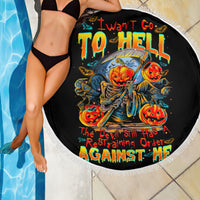 Pumpkin Skull Beach Blanket I Wan't Go To Hell The Devil Still Restraining Against Me - Wonder Print Shop