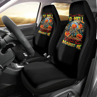 Pumpkin Skull Car Seat Cover I Wan't Go To Hell The Devil Still Restraining Against Me - Wonder Print Shop