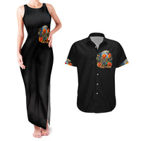 Pumpkin Skull Couples Matching Tank Maxi Dress and Hawaiian Shirt I Wan't Go To Hell The Devil Still Restraining Against Me - Wonder Print Shop