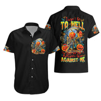Pumpkin Skull Hawaiian Shirt I Wan't Go To Hell The Devil Still Restraining Against Me - Wonder Print Shop