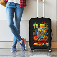 Pumpkin Skull Luggage Cover I Wan't Go To Hell The Devil Still Restraining Against Me - Wonder Print Shop