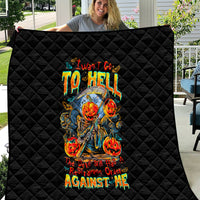 Pumpkin Skull Quilt I Wan't Go To Hell The Devil Still Restraining Against Me - Wonder Print Shop
