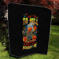 Pumpkin Skull Quilt I Wan't Go To Hell The Devil Still Restraining Against Me - Wonder Print Shop