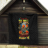 Pumpkin Skull Quilt I Wan't Go To Hell The Devil Still Restraining Against Me - Wonder Print Shop