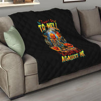 Pumpkin Skull Quilt I Wan't Go To Hell The Devil Still Restraining Against Me - Wonder Print Shop