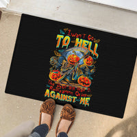 Pumpkin Skull Rubber Doormat I Wan't Go To Hell The Devil Still Restraining Against Me - Wonder Print Shop