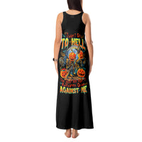 Pumpkin Skull Tank Maxi Dress I Wan't Go To Hell The Devil Still Restraining Against Me - Wonder Print Shop
