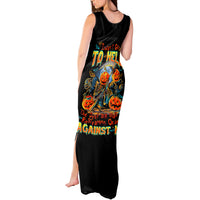 Pumpkin Skull Tank Maxi Dress I Wan't Go To Hell The Devil Still Restraining Against Me - Wonder Print Shop