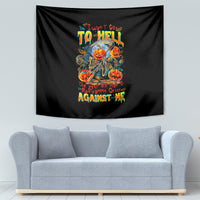 Pumpkin Skull Tapestry I Wan't Go To Hell The Devil Still Restraining Against Me - Wonder Print Shop