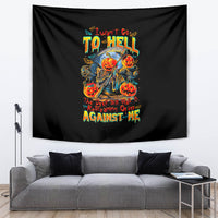 Pumpkin Skull Tapestry I Wan't Go To Hell The Devil Still Restraining Against Me - Wonder Print Shop