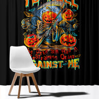 Pumpkin Skull Window Curtain I Wan't Go To Hell The Devil Still Restraining Against Me - Wonder Print Shop