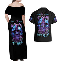 Witch Skull Couples Matching Off Shoulder Maxi Dress and Hawaiian Shirt Iam Who Iam Your Approval Isn't Need - Wonder Print Shop