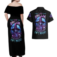 Witch Skull Couples Matching Off Shoulder Maxi Dress and Hawaiian Shirt Iam Who Iam Your Approval Isn't Need - Wonder Print Shop
