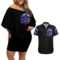Witch Skull Couples Matching Off Shoulder Short Dress and Hawaiian Shirt Iam Who Iam Your Approval Isn't Need - Wonder Print Shop