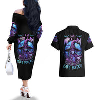 Witch Skull Couples Matching Off The Shoulder Long Sleeve Dress and Hawaiian Shirt Iam Who Iam Your Approval Isn't Need - Wonder Print Shop