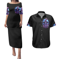 Witch Skull Couples Matching Puletasi Dress and Hawaiian Shirt Iam Who Iam Your Approval Isn't Need - Wonder Print Shop