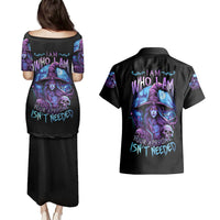 Witch Skull Couples Matching Puletasi Dress and Hawaiian Shirt Iam Who Iam Your Approval Isn't Need - Wonder Print Shop
