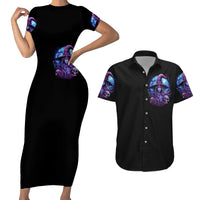 Witch Skull Couples Matching Short Sleeve Bodycon Dress and Hawaiian Shirt Iam Who Iam Your Approval Isn't Need - Wonder Print Shop