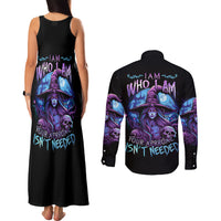 Witch Skull Couples Matching Tank Maxi Dress and Long Sleeve Button Shirts Iam Who Iam Your Approval Isn't Need - Wonder Print Shop